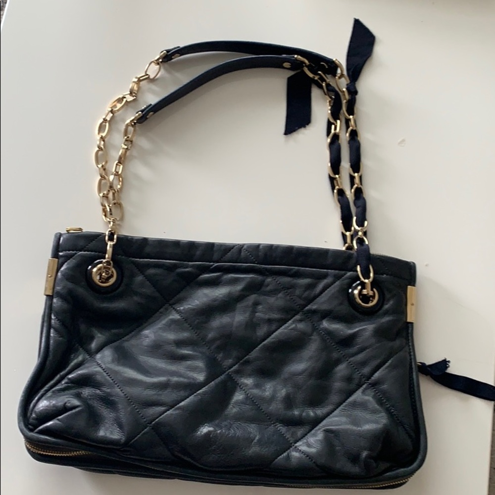 Lanvin AUTH lambskin black bag with gold hardware
